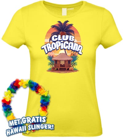 Dames t-shirt Cabana | Toppers in Concert 2024 | Club Tropicana | Hawaii Shirt | Ibiza Kleding | Lichtgeel Dames | maat XS