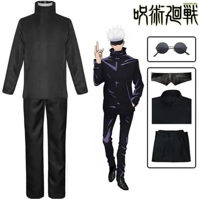 Anime Jujutsu Satoru Gojo Cosplay Kostuum Ooglapje Pruiken Gratis Bril Halloweenfeest Mannen Vrouwen S black