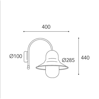 Moretti Luce Buitenwandlamp Campanula 2091 antiek messing diepte 40 cm IP44