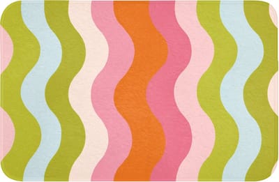 Badmat 60x40 cm - Antislip - Banen - Golven - Kleurrijk - Verticaal - Badmatten voor badkamer - Badkamermat - Douchemat - Badkamer mat