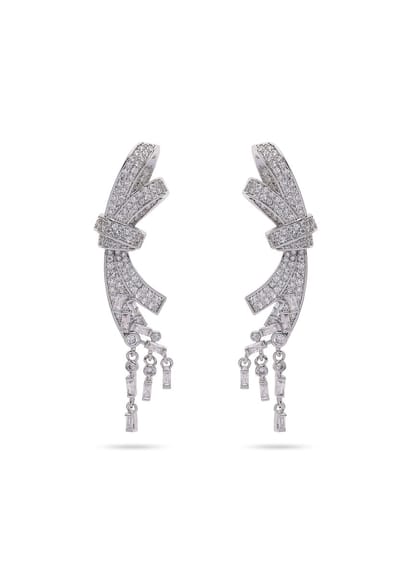 AVANT-GARDE PARIS AVC51L16O-D11 - Oorknopjes Oorbellen - Zilverkleurig - Strasskristallen - Gerhodineerd Metaal - Ear Climber Design - Voor Vrouwen En Volwassenen
