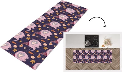 Keukenloper - Loper keuken - Verjaardag - Olifant - Bloemen - Patronen - 150x50 cm - Keukenloper vinyl