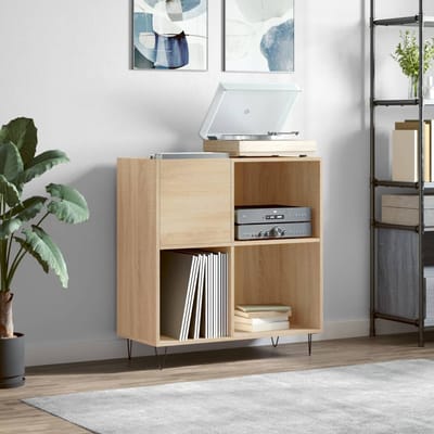vidaXL - Platenkast - 84,5x38x89 - cm - bewerkt - hout - sonoma - eikenkleurig