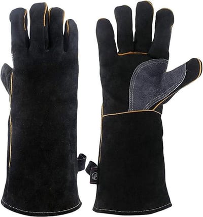 35,5 cm lange, ultra-hittebestendige, brandwerende handschoenen met leren en Kevlar-stiksels. Ideaal voor open haarden, kookplaten, ovens, grillen, lassen, braden, varkensstallen, pannenrekken en het hanteren van dieren.