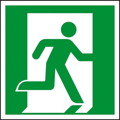 Nooduitgang rechts sticker - ISO 7010 - E002 300 x 300 mm