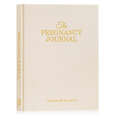 Dailygoods- Zwangerschapsdagboek 156 pagina's - Herinneringsboek - Linnen - Cadeau voor aanstaande moeders - Bloemenmotieven - Mijlpaalpagina's