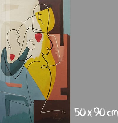 Allernieuwste.nl® Canvas Schilderij Echte Wederzijdse Liefde - Modern Abstracte Kunst - Poster - 50 x 90 cm - Kleur