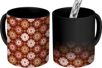 Magische Mok - Foto op Warmte Mokken - Koffiemok - Geometrisch - Bloemen - Kleurrijk - Magic Mok - Beker - 350 ML - Theemok