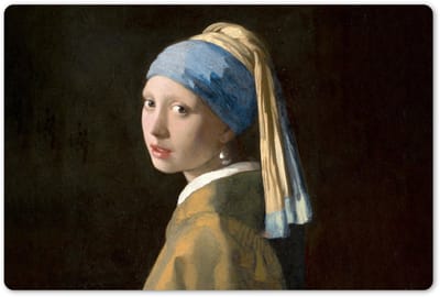 Placemats 45x30 cm - Placemat kunststof - 1 stuk - Meisje met de parel - Schilderij - Oude meesters - Vermeer - Borden onderleggers - Decoratie voor op tafel - Keuken tafeldecoratie accessoires - Vinyl onderlegger - Tafelversiering
