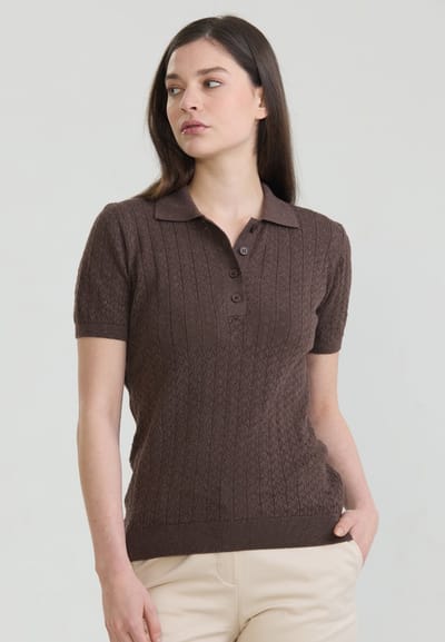 Felix Hardy Polo Shirt Korte Mouwen 100% Katoen Dames Bruin - L