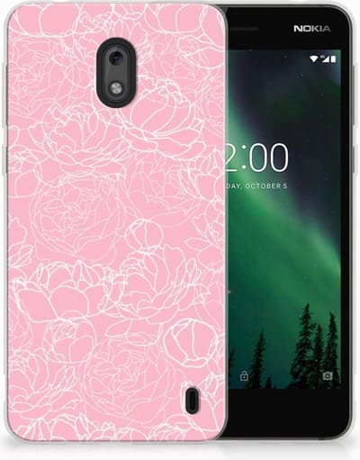 Back Cover voor Nokia 2 TPU Case White Flowers