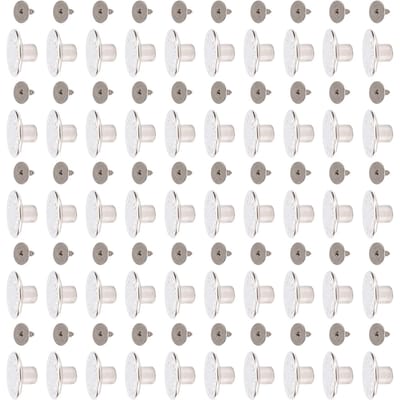 50 Sets 17mm Broekknopen Zilver Blad Ster Patroon Roestvrij Staal Broekklinknagels en 2x6.5mm Puntig white
