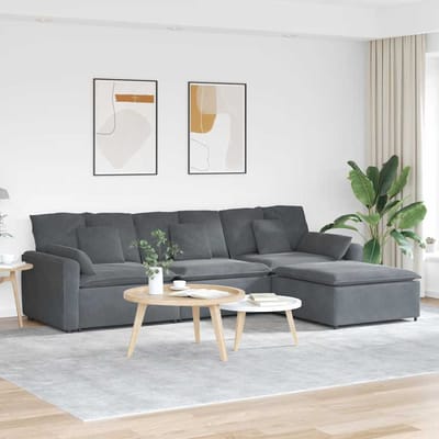 vidaXL - Modulaire - bank - met - voetenbank - en - kussens - donkergrijs