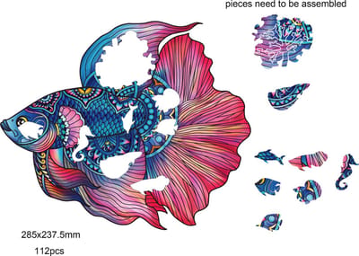 Eureka 2D RainboWooden Puzzle - Fighting fish - 112 stukjes