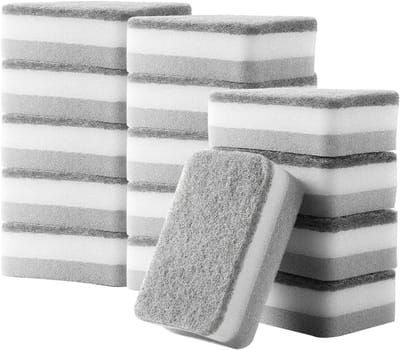 15 stuks magische gumsponzen- vuilgum- reinigingsspons- extra dik- duurzaam- melamine sponzen in grote verpakking voor keuken- badkamer- vloer en muur- met vlies- grijs