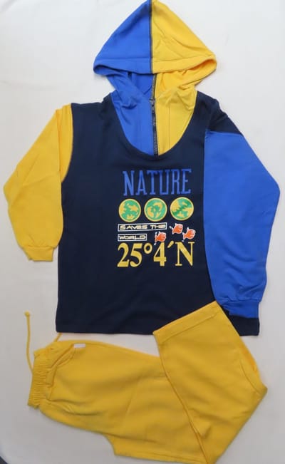 Jogging - Jongens en meisjes - Blauw , marine , geel - Met kap - 6 jaar 116