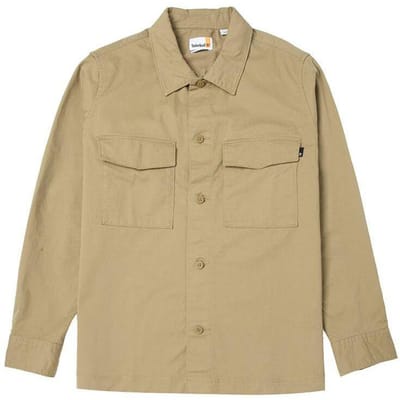 Timberland Effen Kleur Outdoor Sport Casual Los Vierkante Kraag Lange Mouwen Shirt Mannen shirts Kaki A28QG-918 M