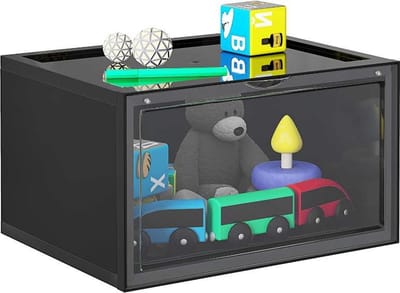 MIRA Home - Schoenenbox - Dozen - Opbergdozen met deksel - Set van 6 - Zwart - Doorzichtig - 36x28x22