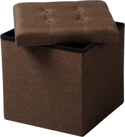 Bolt Edge Poef - Bruin Stof - Opbergbank Poef - Zitkist - Opbergbox - Hocker - 50x35x45cm