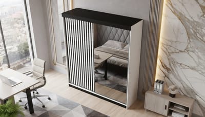 Schuifdeurkast Casa Velluto Malani Luxe 138 – Moderne Garderobekast met Spiegel – Woonkamerkast & Slaapkamerkast – Wit – 138x205x59 cm – Ruimtelijk Design en Verstelbare Planken