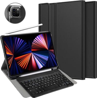Just in Case tablet Hoes met Toetsenbord geschikt voor iPad Pro 12.9 (2020) - QWERTZ Bluetooth Keyboard Case - Zwart