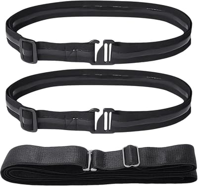 Dailygoods- Tailleband 3 Stuks - Elastische Tailleband - Antislip Bevestigingsriem - Verstelbare Hemdband - Zwart 100/125 cm - Comfortabel en Duurzaam
