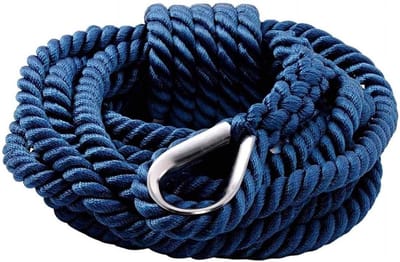 Meertouw Boot - Touw Camper - Vastzetten Boot - Roestvrij Stalen Haken - 16x12 meter - Blauw