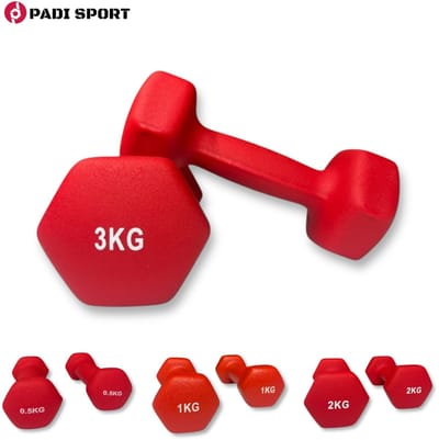 Padisport dumbells rood 0,5 1 2 3 kg - dumbells 3 kg - gewichten set halters - gewichten set dumbell