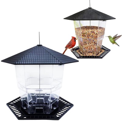 1 stuk - Hangende vogelvoeder voor buiten - Voederapparaat voor wilde vogels - Vogelvoeder voor in de tuin - 20*14*22 cm - Voor het voeren van wilde vogels in tuinen en binnenplaatsen - Zwart0