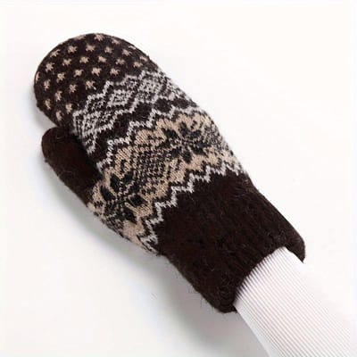 1 Paar Mannen Winter Pluche Dikke Warme Wanten Koppel Fietsen Koudebestendige Gebreide Handschoenen gray