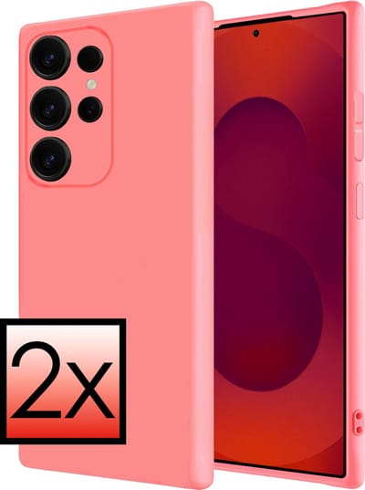 Hoesje - 2 Stuks - Geschikt voor Samsung Galaxy S25 Ultra - Sterk & Shockproof - Case Siliconen - Back Cover - Telefoon Hoes - Licht Roze