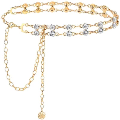 Smoakez - Strass-tailleriem - Glinsterende riem - Elegant design - Verstelbare schakels - Kristallen tailleketting - Geschikt voor dames en meisjes...