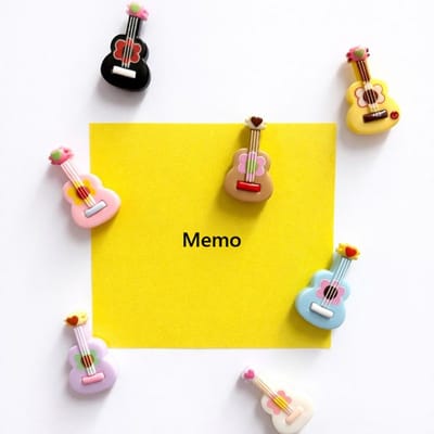 TLVX 7 stuks Gitaar Magneten 3D / Leuke Koelkastmagneten / Foto Magneet / Muzikale Speel- en Leer Kleur Magneetjes / Music / School / Whiteboard / Muziek Gitaren / Boodschappenlijst / Notitie / Memo bord / Kantoor / Schoolbord / Magnetisch