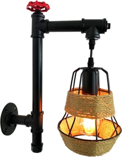 OHNO - Woonaccessoires - Juliet Wandlamp - Zwart, Touw, Rood - Tijdloos - Modern - Industrieël