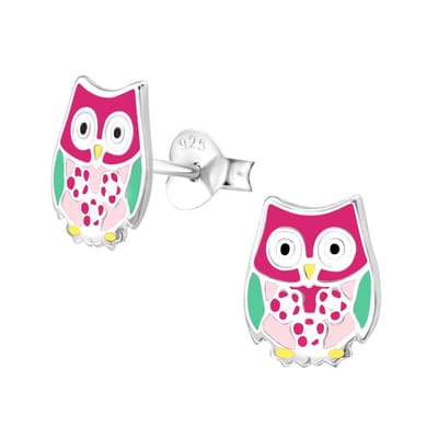 WeLoveSilver - kinderoorbellen zilver - uilen met bloemmotief