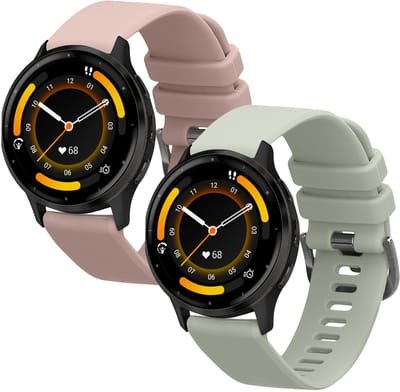 kwmobile 2x horlogebandjes geschikt voor Garmin Venu 3 bandje - Smartwatch bandjes van TPU - Activity tracker horloge band in oudroze / pastelgroen