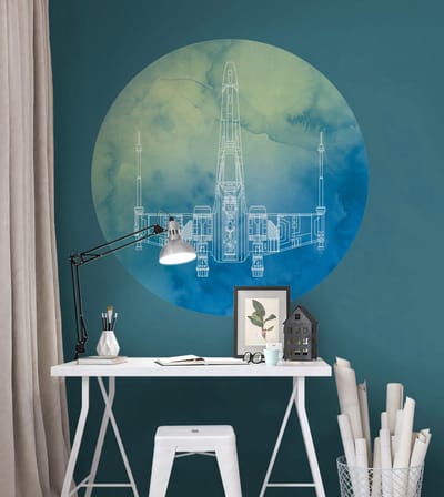 Fotobehang - Star Wars X-Wing 125x125cm - Rond - Vliesbehang - Zelfklevend