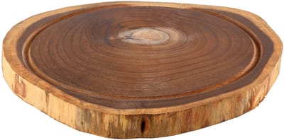 Mustang Snijplank Acaciahout – Ø35-40 cm – Robuuste Houten Serveerplank met Sapgeul