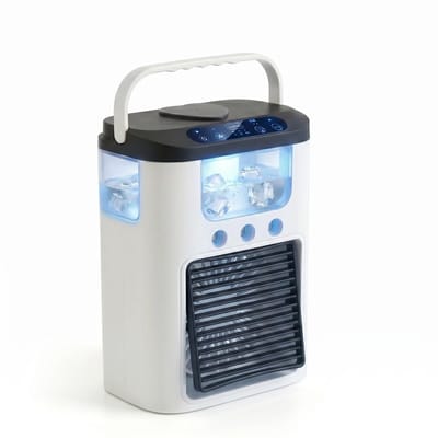 Draagbare Aircooler met USB – 3-in-1 Mini Airconditioner, Ventilator en Luchtbevochtiger – Stil Persoonlijk Koelapparaat voor Thuis en Reizen