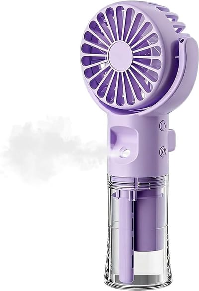 JeiibrZui Mini - Handventilator Met Water - 180° VersteJeiibrZui aar - 4 Snelheden - 20ml Tank - USB-C Oplaadbaar - Draagbare Koeling Voor Kantoor, Reis En Camping - Paars