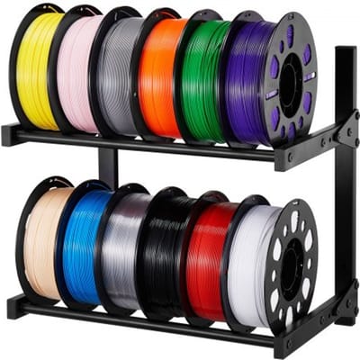 VEVOR 2-laags wandgemonteerd filament-opbergrek, 445 x 290 x 425 mm, filamentspoelhouder op wielen, organizer voor 3D-printeraccessoires voor 3D-printstudio, kantoor, werkplaats, zwart