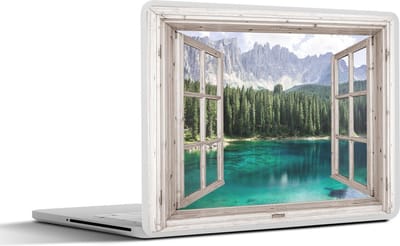 Laptop sticker - 11.6 inch - Doorkijk - Berg - Water - 30x21cm - Laptopstickers - Laptop skin - Cover