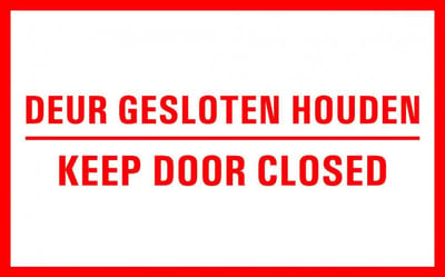 Deur gesloten houden tekstbord - kunststof - NL & ENG 400 x 250 mm