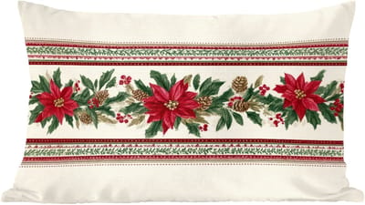 Sierkussens - Kussentjes Woonkamer - 60x40 cm - Kerststrook - Poinsettia - Rood - Groen
