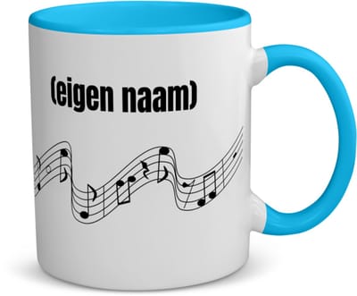 Akyol - muzieknoten met eigen naam koffiemok - theemok - blauw - Muzieknoot - muziek liefhebbers - iemand die houdt van muziek - verjaardag - cadeau - kado - 350 ML inhoud