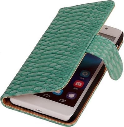 BestCases.nl BC Slang Turquoise Huawei Ascend G7 Bookcase Cover Hoesje