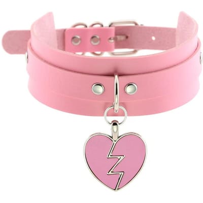Halloween Liefde Punk Gotische PU Leer Halsband, Retro Zoet Cool Spijker Ketting, Modieuze Dagelijkse Draag Accessoires pink