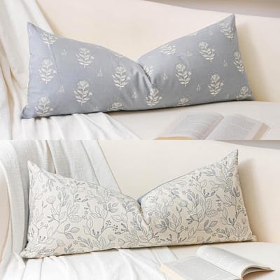 Coastal Blue Boerderij Decoratieve Sierkussenhoes 14 x 36, Accent Lumbaal Sierkussen voor Bed, Bloemen Katoenen Kussensloop voor Bank Sofa Woonkamer, 1 stuk