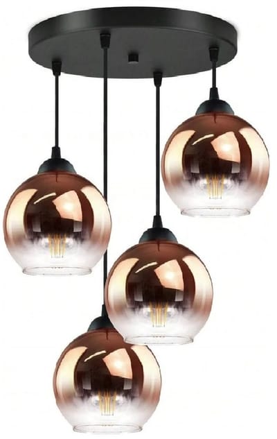UFTA Hanglampen - Moderne 4 Glazen Verlichting - Eetkamer - Woonkamer - Eenvoudige Kroonluchter - Cafe & Bar - Smoke Copper