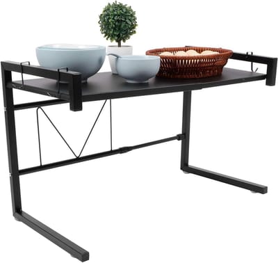 Verstelbare Magnetron Plank voor aan de Wand, Stevige 2-Laagse Keukenoplossing en Organizer voor Keukengerei en Kookaccessoires